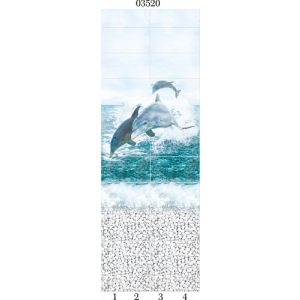 03520 д/ панели PANDA «Море» Панно Дельфины 4 шт. (8.1м2/уп=12шт)